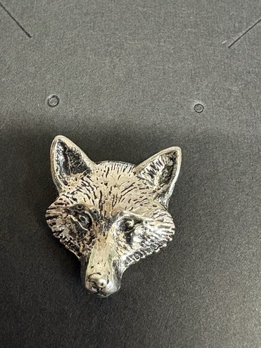 Fox head pewter pin - head,