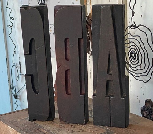 Abc wood type wooden printing - type,