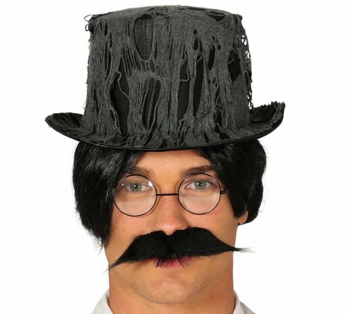 Black aged top hat halloween - black,