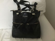 SUGARJACK LILLY BLACK PATENT REAL 100% LEATHER BABY CHANGING BAG & ACCESSORIES