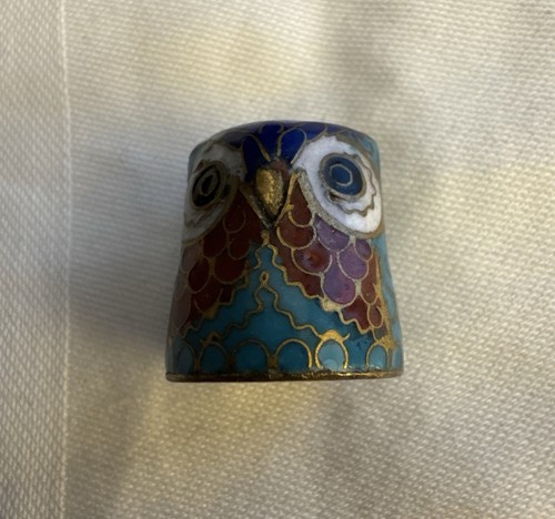 Vintage cloisonné enamel owl - cloisonné,