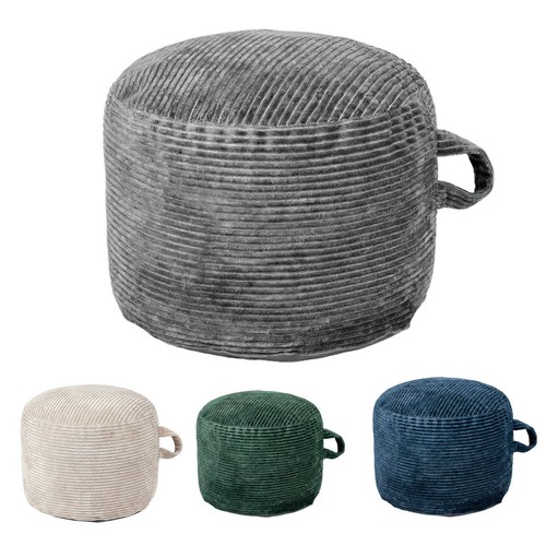 Corduroy stuffed pouf ottoman - stuffed,