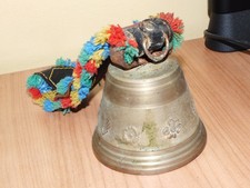 Vintage Swiss Cow Bell With Leather Neck Strap Decorative