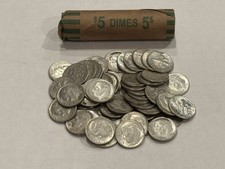 Silver Roosevelt Dimes Roll of 50 90% Silver - All Dates 1946-1964