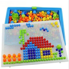 296pcs 3D Puzzle STEM Toy Mushroom Peg Board Educational Building Set for Kids