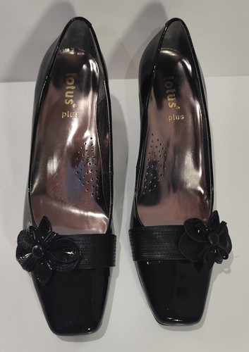 Lotus patent black court shoes - black,