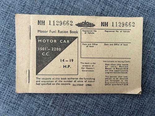Motor fuel ration - ration, unused