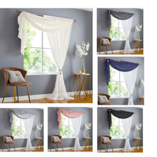 Voile Swag Curtain Double Panel Display Pelmet Pocket Net Valance Sheer Drape
