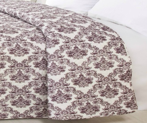 Damask plum bedspread - damask, throw
