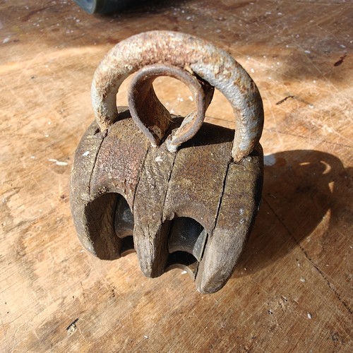 Wooden pulley block possibly - pulley,