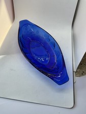 Vintage - Cobalt Blue - Fruit Moulded - Glass Banana Split - Bowl - French - VGC