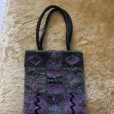 Satin Beaded Micro Bag Glass Seed Beads Bohemian Vintage 2000’s 