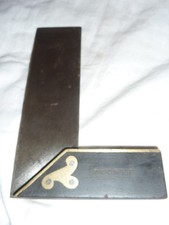 W.M. THOMPSON, CARPENTRY HARD WOOD , SET SQUARE UNUSUAL 45 DEGREE,  BRASS INLAY.