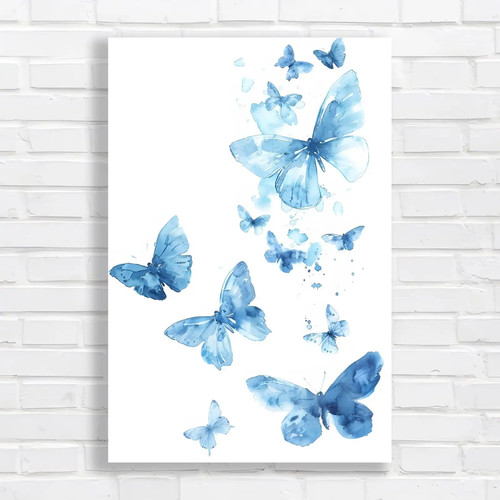 Watercolor blue butterfly - blue,