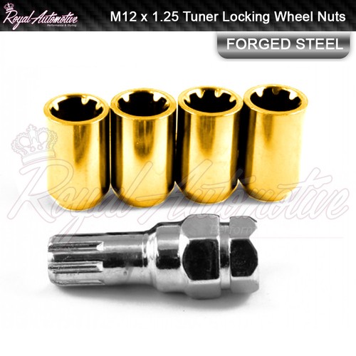 Gold tuner locking wheel nuts - gold,