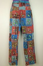 Patchwork Casual Trousers Hippie Pants Festival 60s 70s Flared Combat Fancy HT4