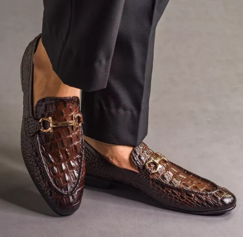 Handmade men brown - , crocodile