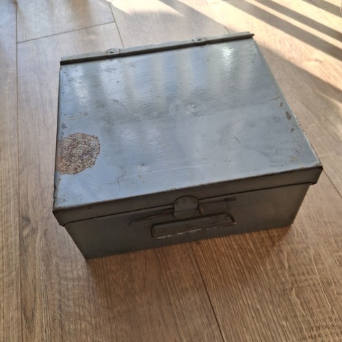 Grey metal tin - metal, box