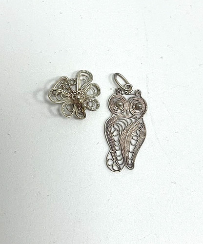 Vintage silver filigree charm - vintage,