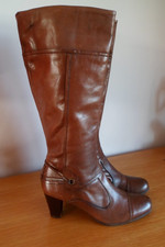 Ladies Brown Leather Jones Bootmakers Long Length Boots UK 8 EU 41