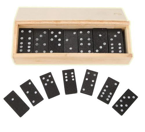 28x domino set wooden - set, box