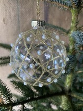 Gisela Graham~Glass~Glitter And Pearl~Christmas Tree Decoration~Bauble