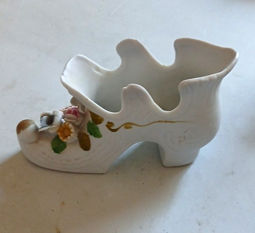 Ceramic shoe ornament white - shoe,