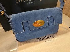 Mulberry East West Shoulder Bag Suede Indigo Blue