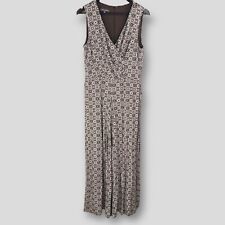 Laura Ashley Brown Wide Leg V-Neck Sleeveless Jumpsuit Womens Size Uk 14 Eu 40