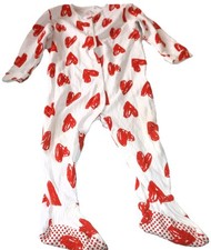 Next red hearts Sleepsuit Babygrow gripper soles 12-18 Months NWOT New