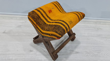 Wooden Stool, Kilim Stool
