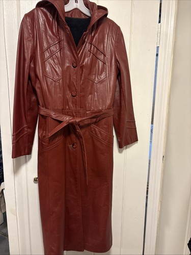 Vintage hooded leather coat - vintage,