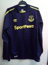 Everton FC Umbro Vintage Long Sleeve Away Kit Unisex UK L EU L Purple Pit 21inc
