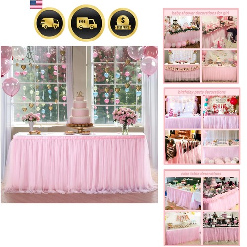 6ft pink tulle table - pink,
