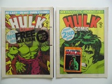 1979 Marvel UK Hulk Comic 1 & 2 High Grade White Pages With Unused Free Gifts