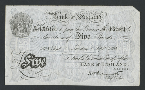 Bank england note 1938 - bank,