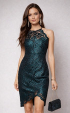 Lipsy Green Lace Bodycon Dress