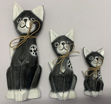 Set of 3 Hand Carved Painted