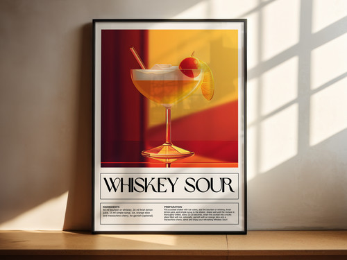 Whiskey sour cocktail poster - whiskey,