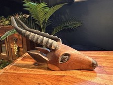 Vintage African Tribal Carved Wooden Antelope Head 24cm Wall or Shelf Display