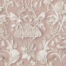 Fine Decor Dimensions Woodland Animals Flowers Wallpaper 3D Effect Damask Colors