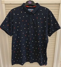 Mens XXXXL 4XL Superdry Blue Aztec Themed Polo Shirt. Very Good Condition.