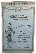 1930 Blackburn 500 & 600 cc Side Valve Engines Hints & Tips Original Publication