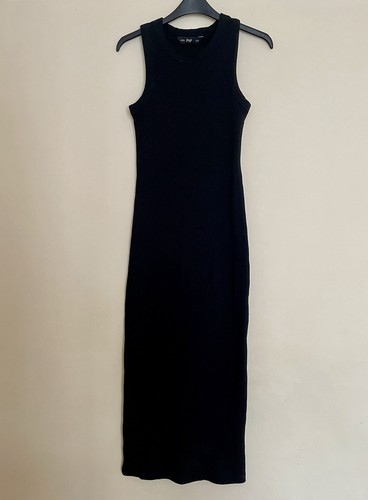 Black ribbed jersey dress - black, size