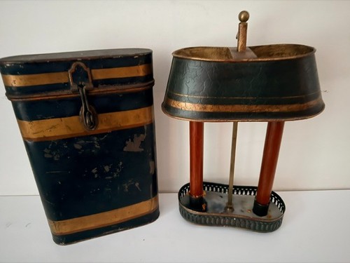 Antique toleware double candle - toleware,