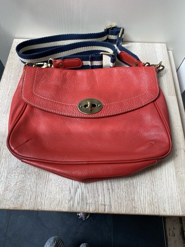 Boden red leather postman - red,