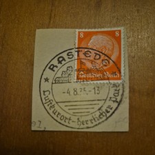 Rare 1936 Special German Nazi Stately Home Postmark in Rastede +Hindenburg Stamp