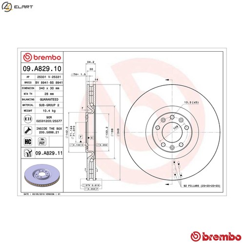 Brake disc a829 - brake, for