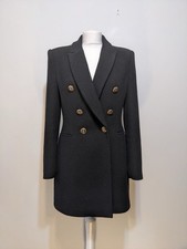 Zara Woman Textured Black Double Breasted Blazer Jacket Buttoned Size M