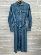 Cotton Traders Stonewashed Cotton Denim Midi Length Shirt Dress Size UK 16